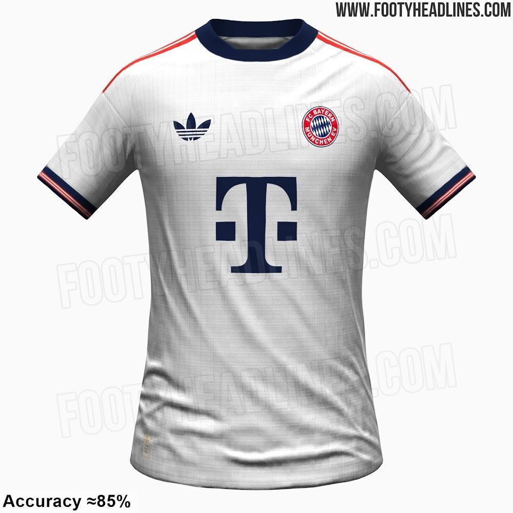 开云体育下载-拜仁26/27客场球衣谍照：白色为主搭配三叶草logo，经典队徽回归